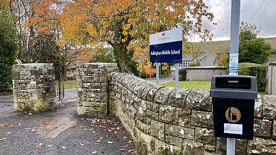 Photo of bin outside school gates