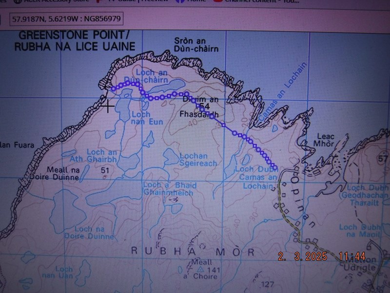 Screenshot of OS Map with a route marked.