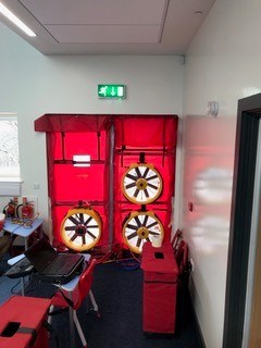 3 fan set up to test Portree Gaelic School