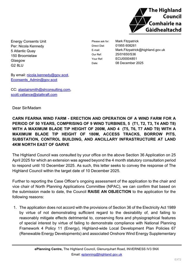 Carn Fearna THC Objection