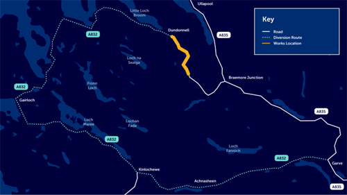 Proposed temporary closure of a 5km stretch of the A832 near Dundonnell