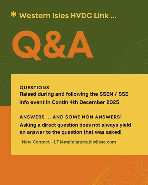 Update Western Isle HVDC Link Questions Asked