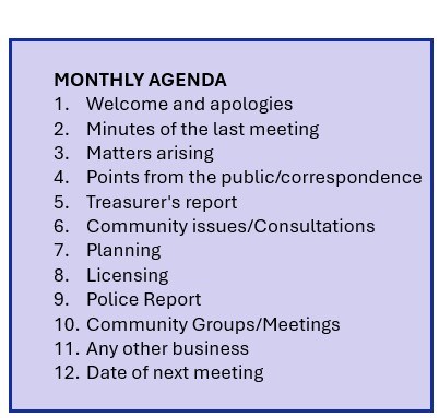 standard monthly agenda items