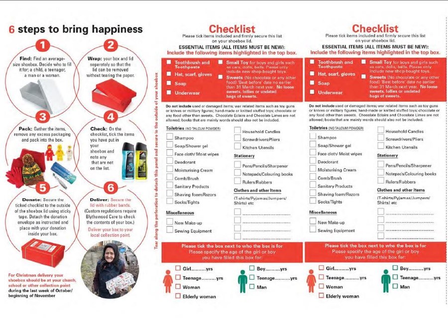 2020 shoebox appeal checklist