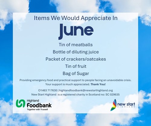 Foodbank requests for June
