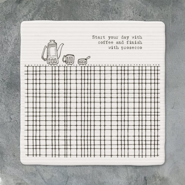 Square Ceramic Coaster Start your day...
