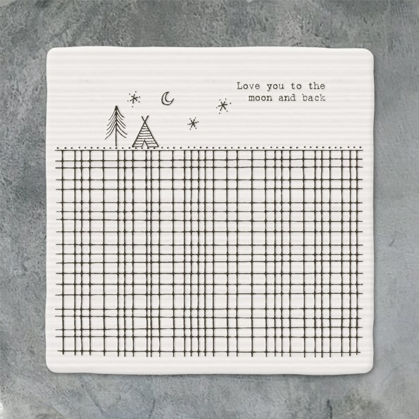 Square Ceramic Coaster Love you to the moon...