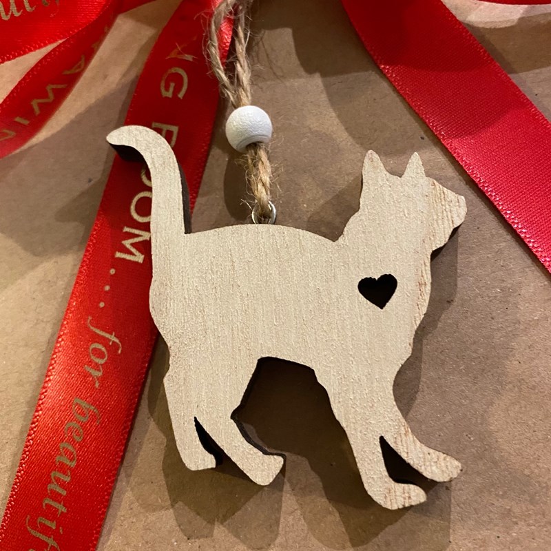 Mini Wooden Cat Decoration 