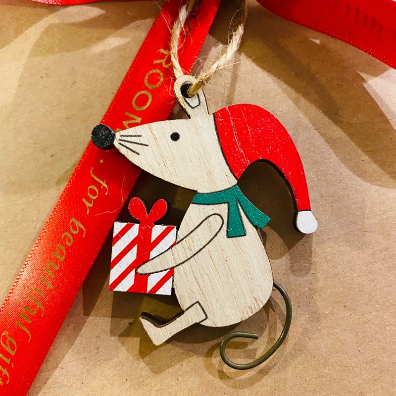 Mini Wooden Mouse Decoration 