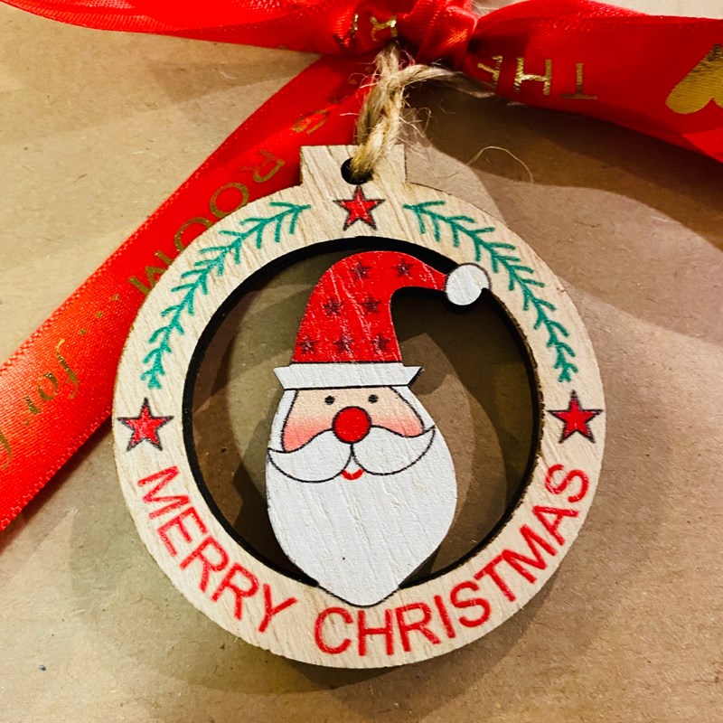Mini Wooden Santa Decoration 