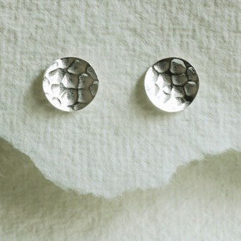 Silver Hammered Disc Earrings