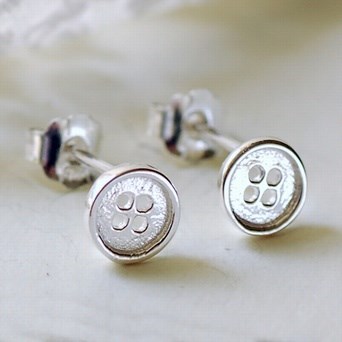 Silver Tiny Button Earrings