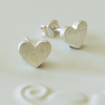 Silver Matt Heart Earrings