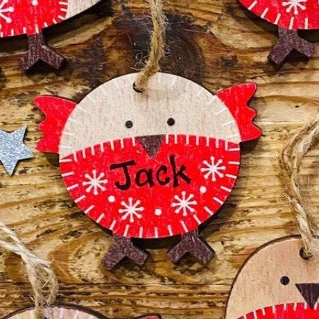 Personalised Mini Wooden Winged Robin Dec
