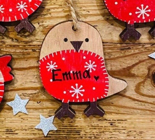 Personalised Mini Wooden Robin Dec 