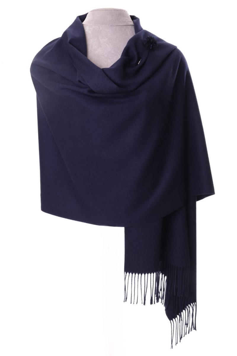 Navy Pashmina with Scarf Pin