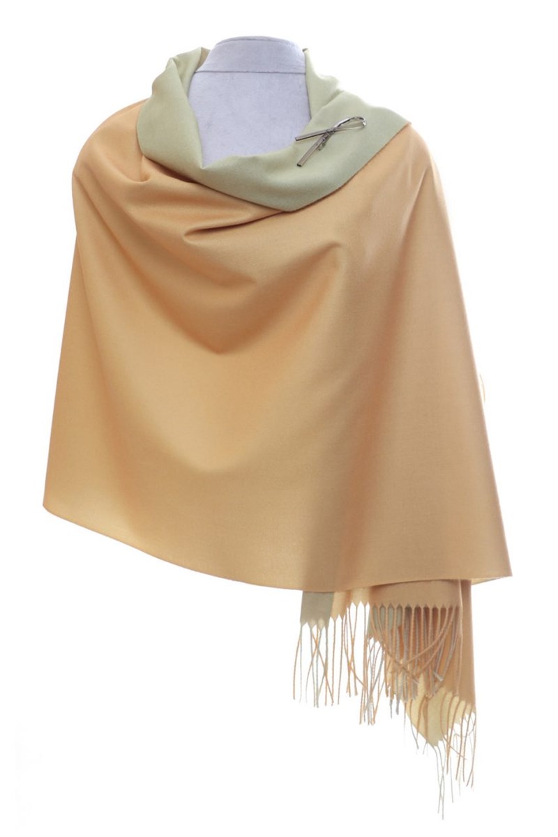 Lemon/Green Reversible Pashmina with Brooch