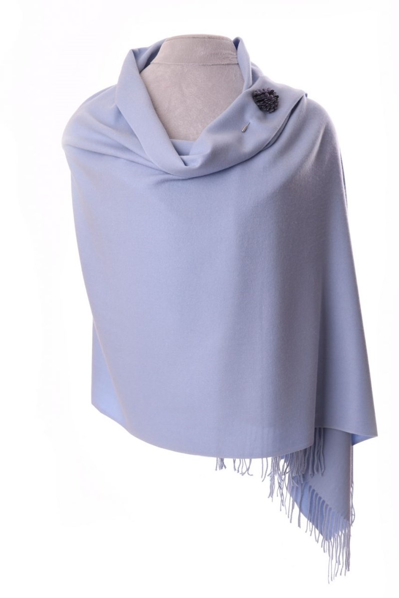 Powder Blue Pashmina with Scarf Pin