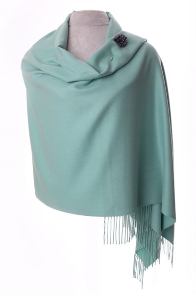 Leaf Green Pashmina with scarf pin 