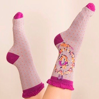 Ladies Bamboo Initial Socks Q