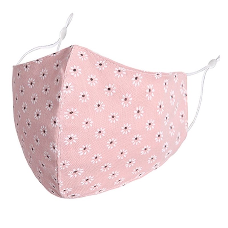 Pink with tiny flower print adult face mask 