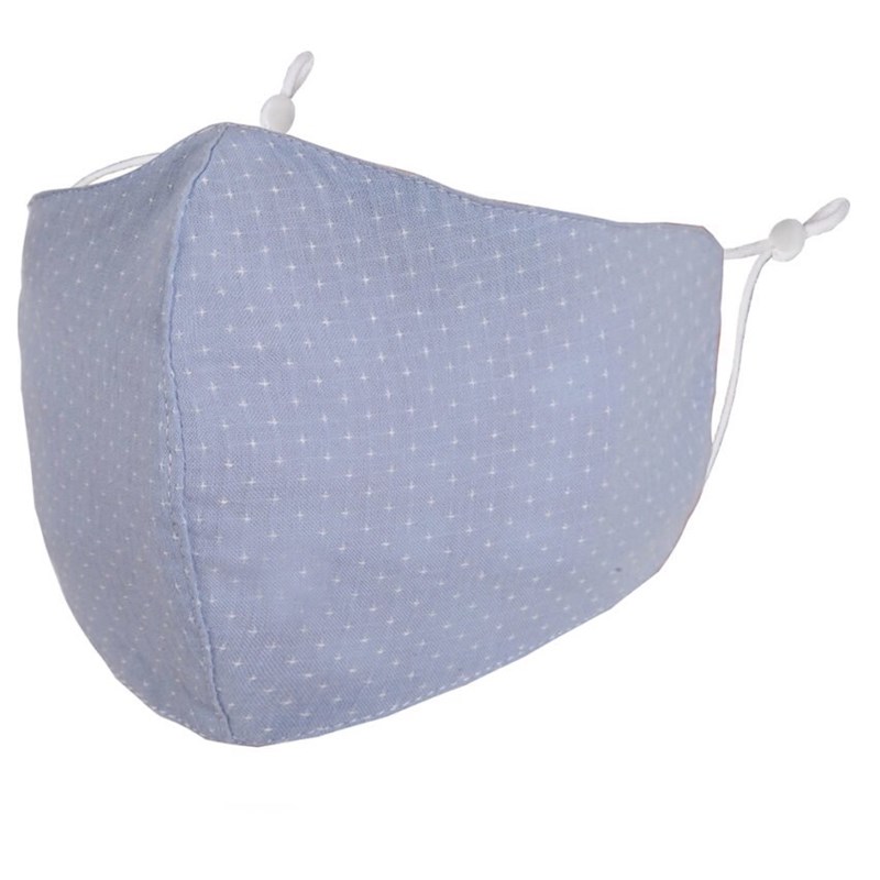 Light blue dot adult fabric face mask 