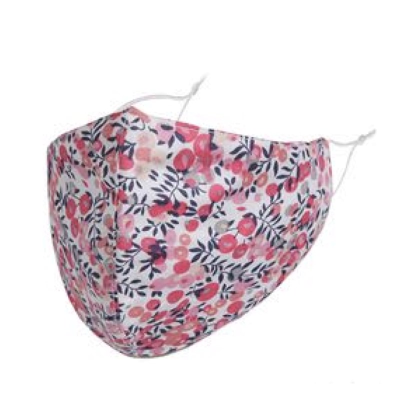 Pink/navy flower print adult fabric face mask