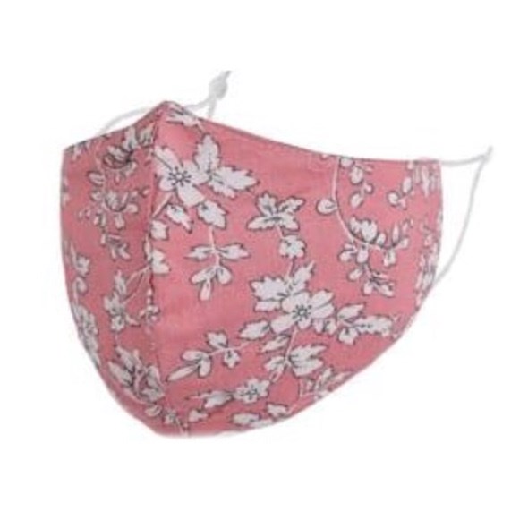 Pink/White Flowers Adult Face Mask 