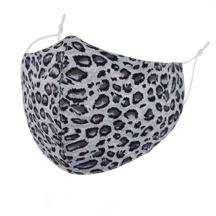 Grey Leopard print adult fabric face mask 