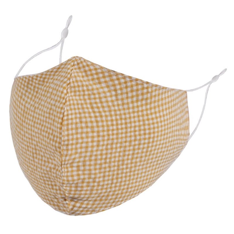Yellow gingham adult face mask 