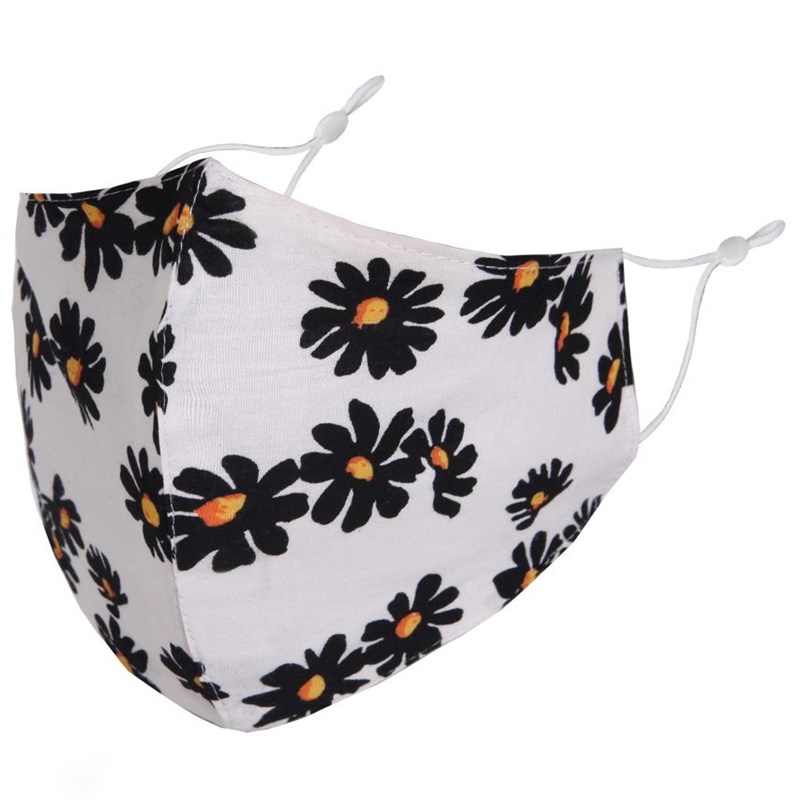 Black Daisies Adult Face Mask 