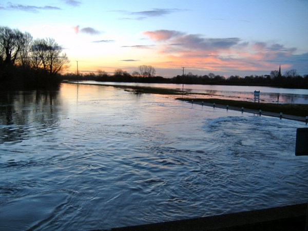 flooded river from lock bridge