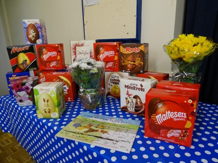 Easter bingo prizes, mianly Easter eggs