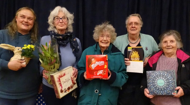 Easter bingo winners with their prizes