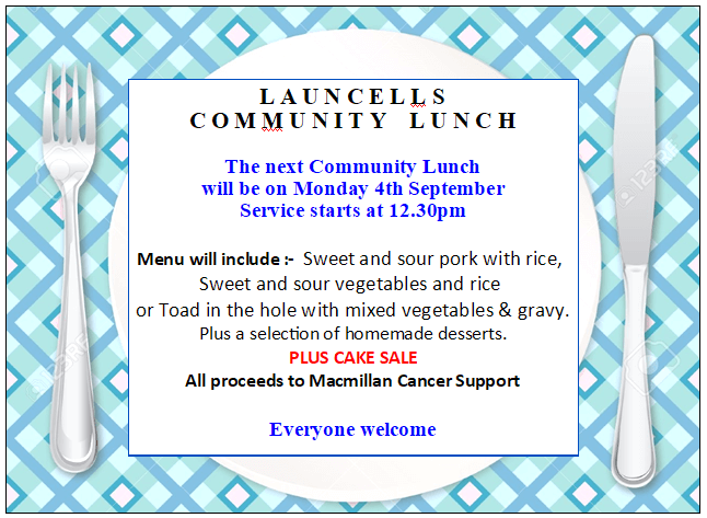 Launcells community lunch poster, text below image