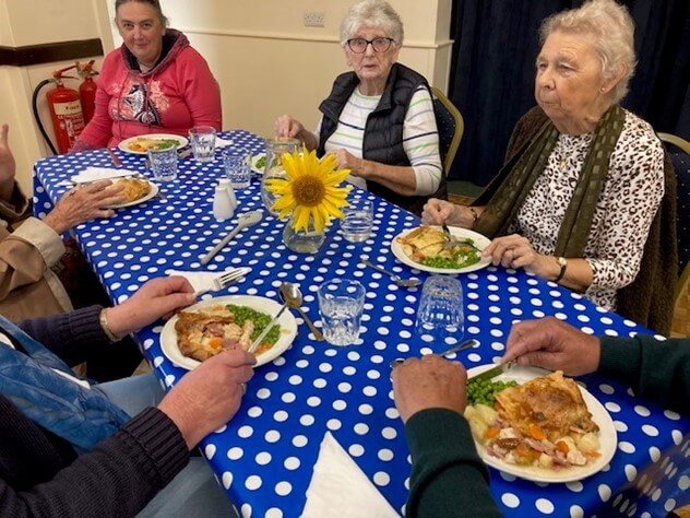 People eating at a table