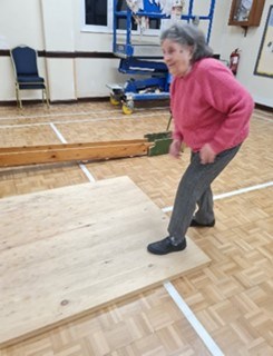 Person playing skittles
