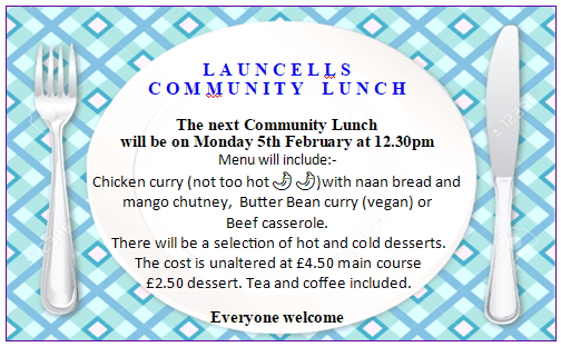 Launcells Community Lunch, all text shown below