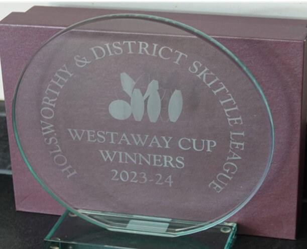 Holsworthy skittle league westaway winners cup 2023-24 glass trophy