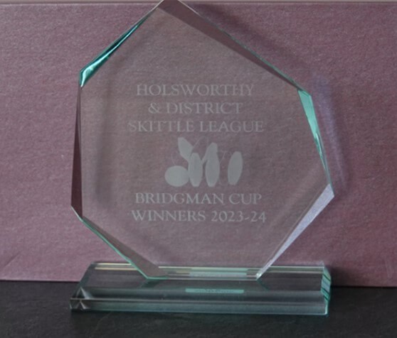 Holsworthy skittle league bridgman winners cup 2023-24 glass trophy