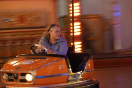 Person on bumper car