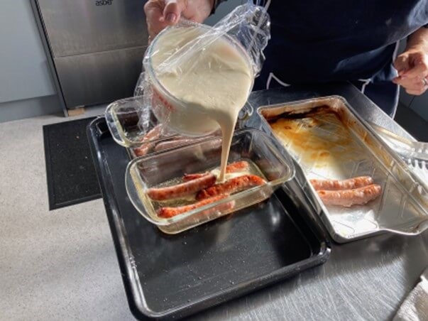 Preparing toad in the hole