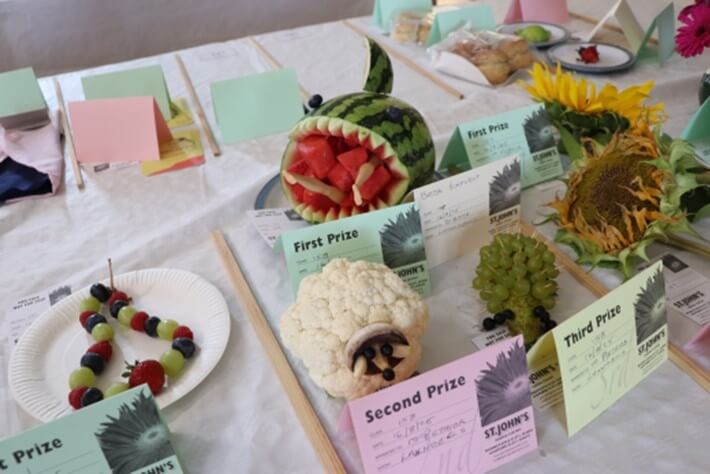 Produce laid out on table
