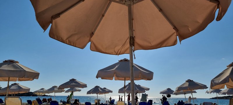 Cyprus Coral Bay beach umbrellas