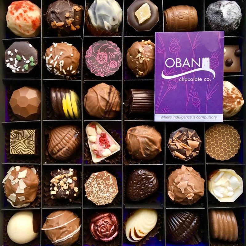 Image of a box of chocolates from Oban Chocolate Company