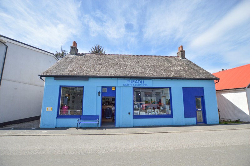 Turadh Crafts and Clothing's blue shop in Taynuilt village