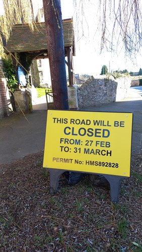 Cadeby road closure & churchyard wall work