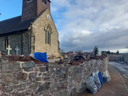 Cadeby Church open as usual during wall works