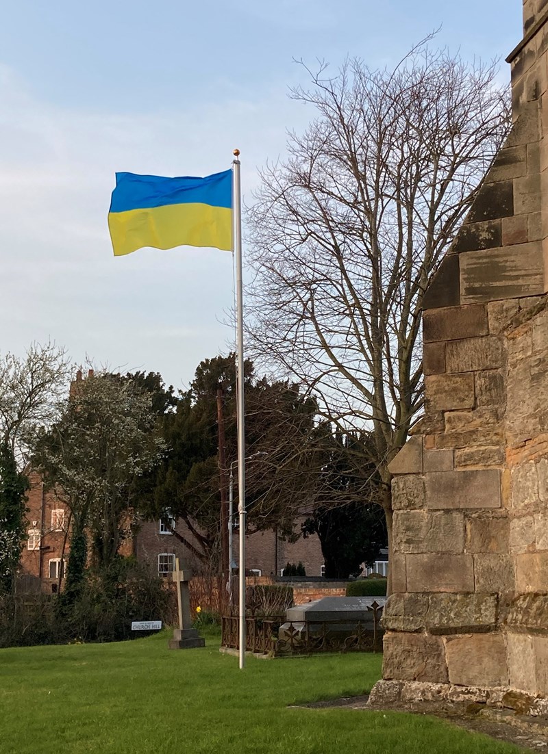 Flying the Ukraine flag in St Mary’s churchyard