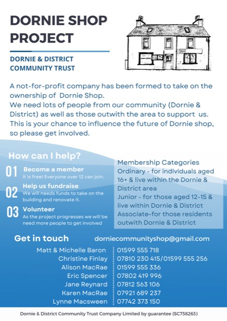 A not for profit company has been formed to take on the ownership of Dornie Shop
